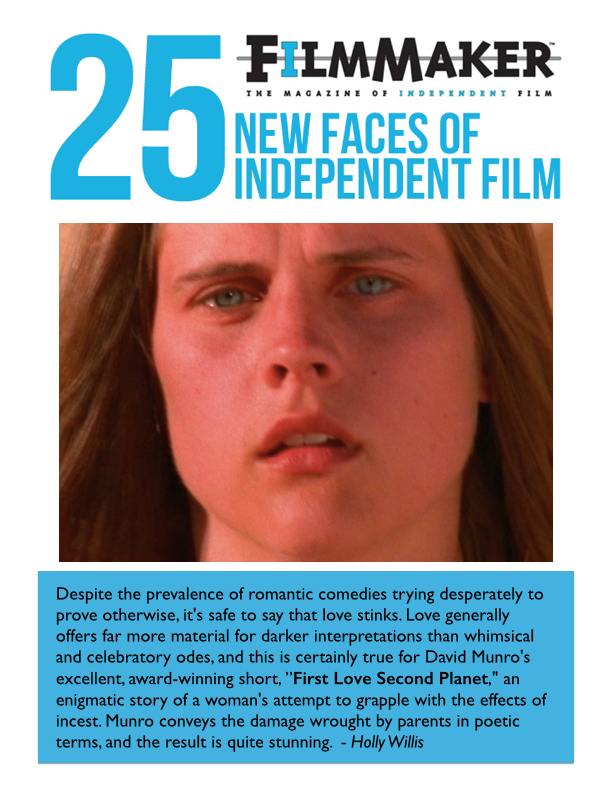 David Munro named one of Filmmaker Magazine's 25 New Faces